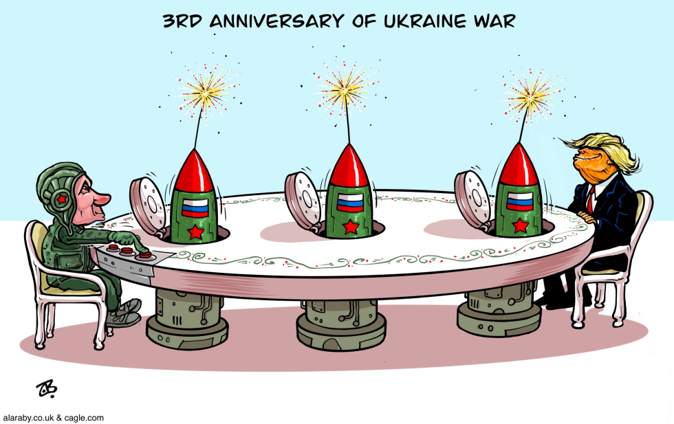 3rd Anniversary Ukraine War Putin Trump Table