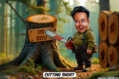 FOREST RANGER MUSK HOLDING A CHAINSAW by Bart van Leeuwen