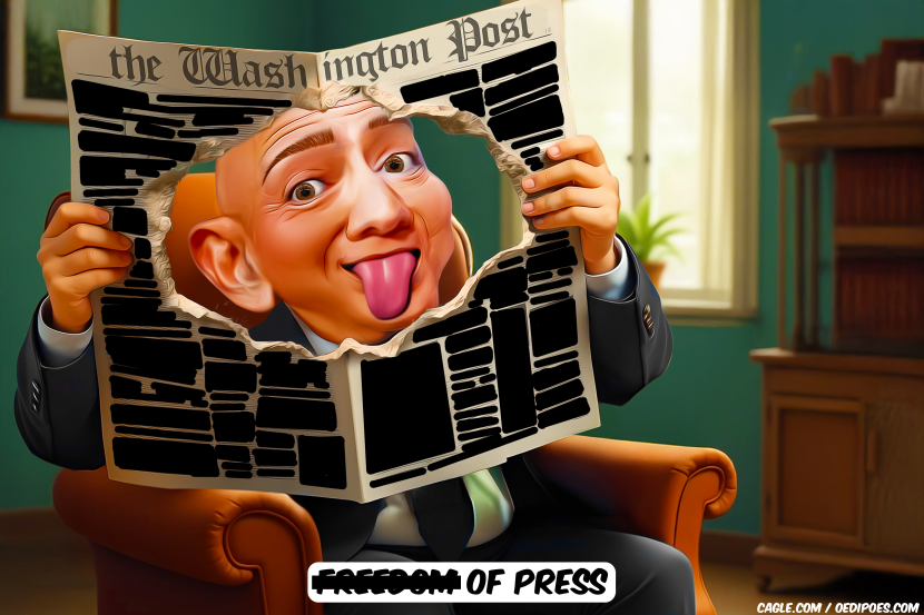 Jeff Bezos reading Washington Post