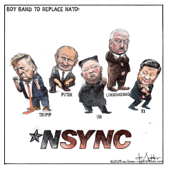 TRUMP JOINS THE DICTATOR BOY BAND NSYNC by Michael de Adder