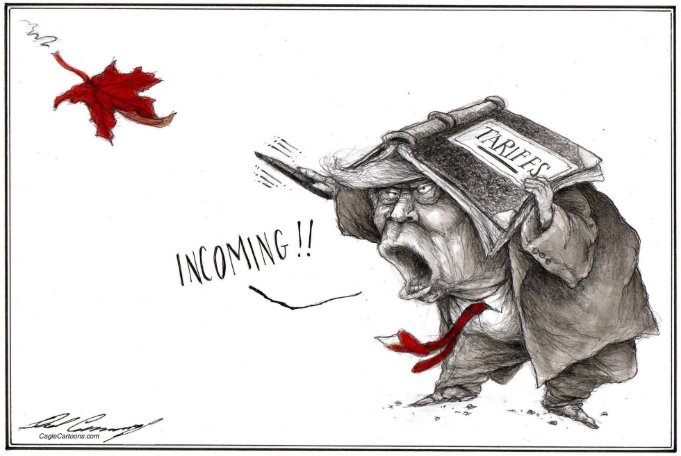 Trump slaps petty tariffs on Canadian goods.