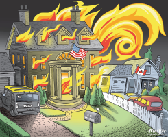 U.S. FIRE AFFECTS NEIGHBOR; TARIFFS FUEL TENSION by Graeme MacKay
