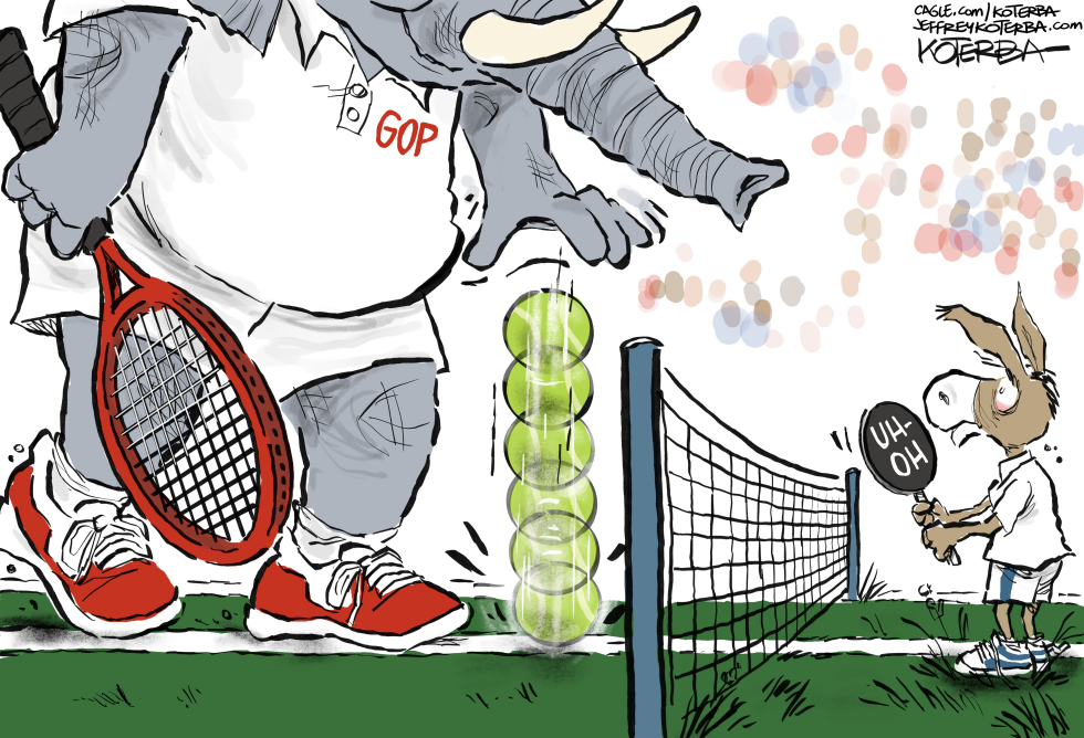 #2 POLITICAL TENNIS, 2025 by Jeff Koterba