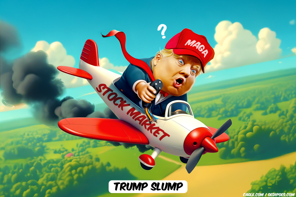 Trump going down in propeller plane