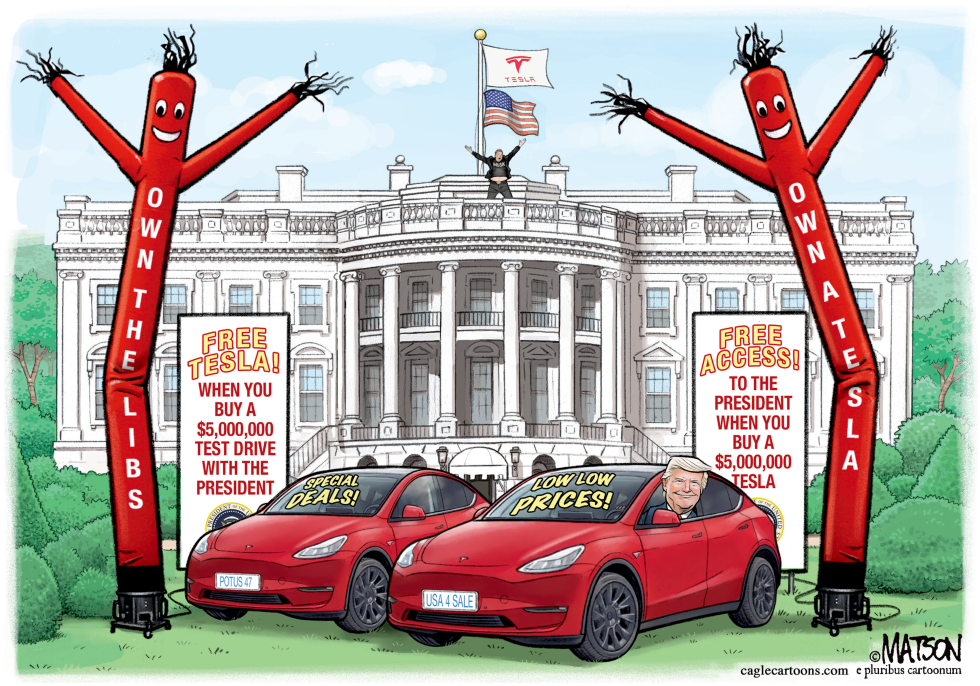 Trump Tesla Yard Sale