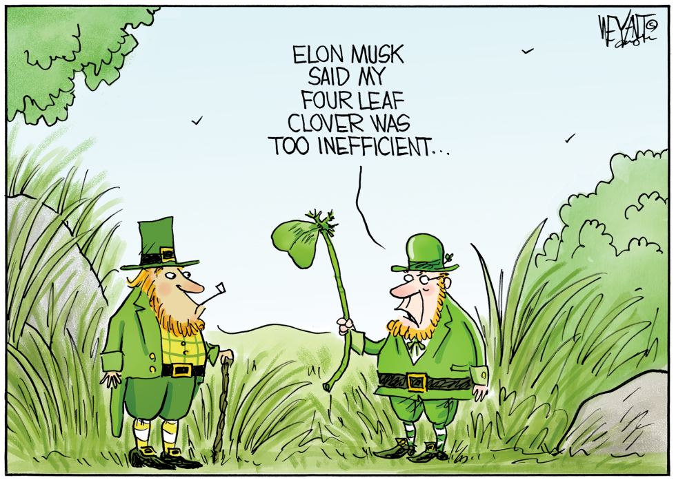 Elon Musk Efficiency Push Turns Leprechaun's Four-Leaf Clover Into Three