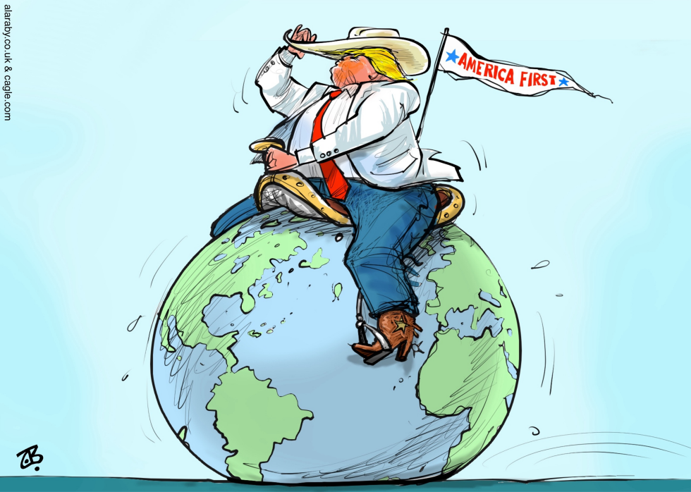 World Trade War Rodeo Trump Tariff Cowboy