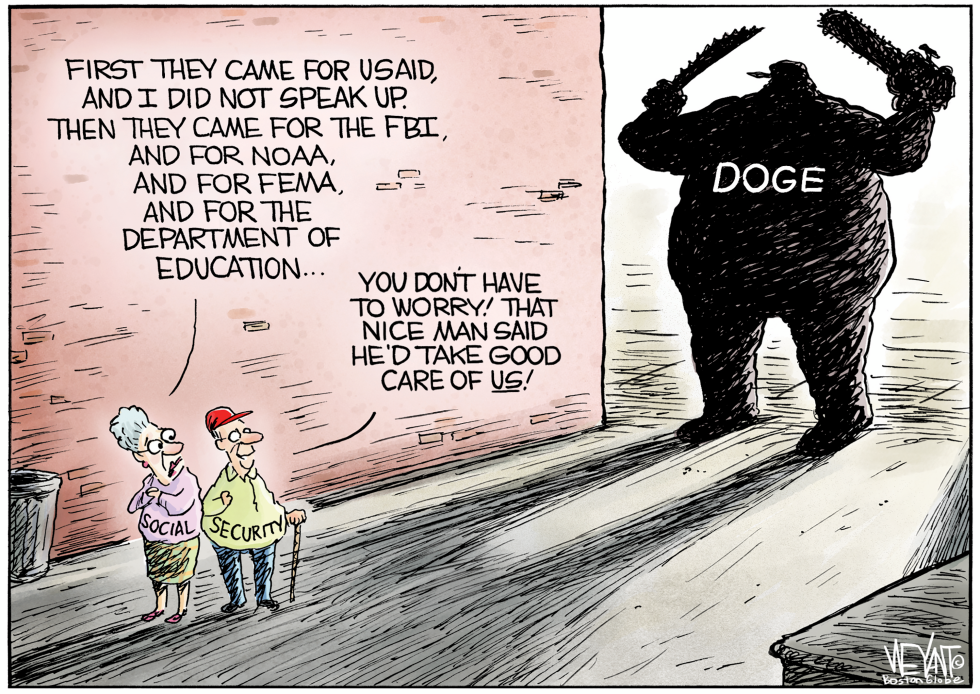 DOGE figure looms with chainsaws as elderly brace for Social Security cuts