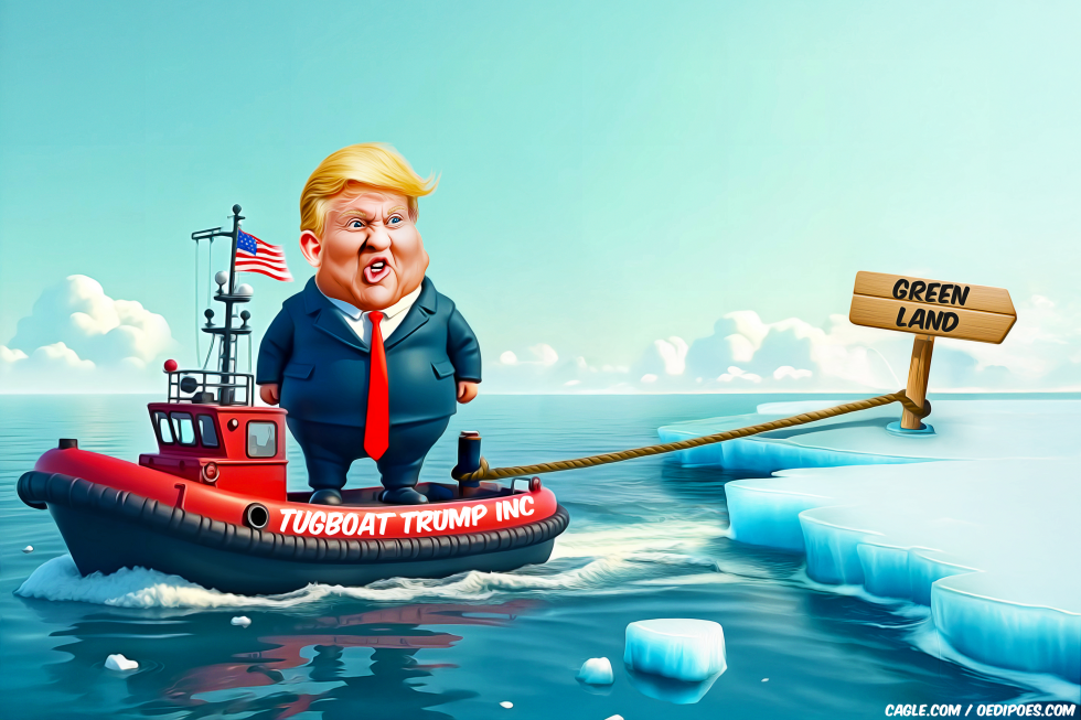 Trump sails with tugboat
