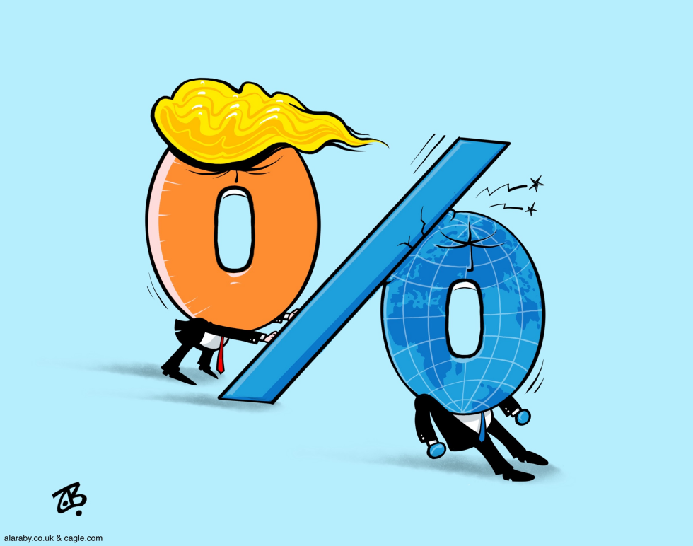 Trump Tariffs Trade War World Percentage Sign
