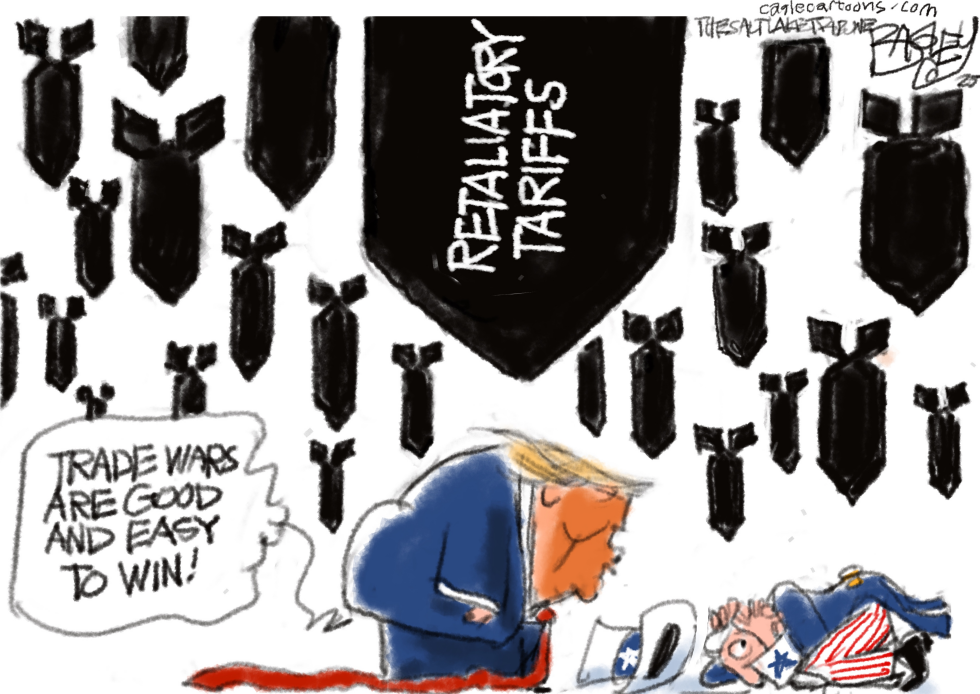 Trump Stands Amid Falling Retaliatory Tariffs as Trade War Hits Home
