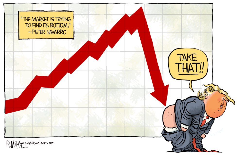 Trump's Trade War Sends Market Searching for Bottom in McKee Cartoon
