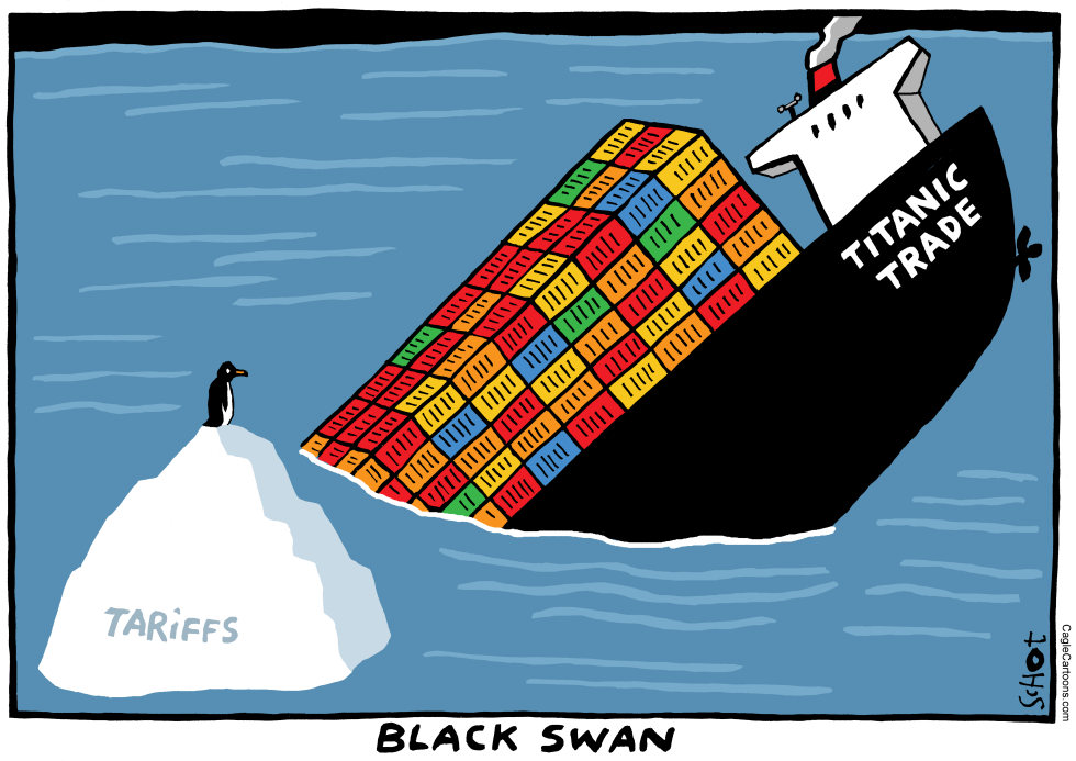 Container ship sinking like titanic