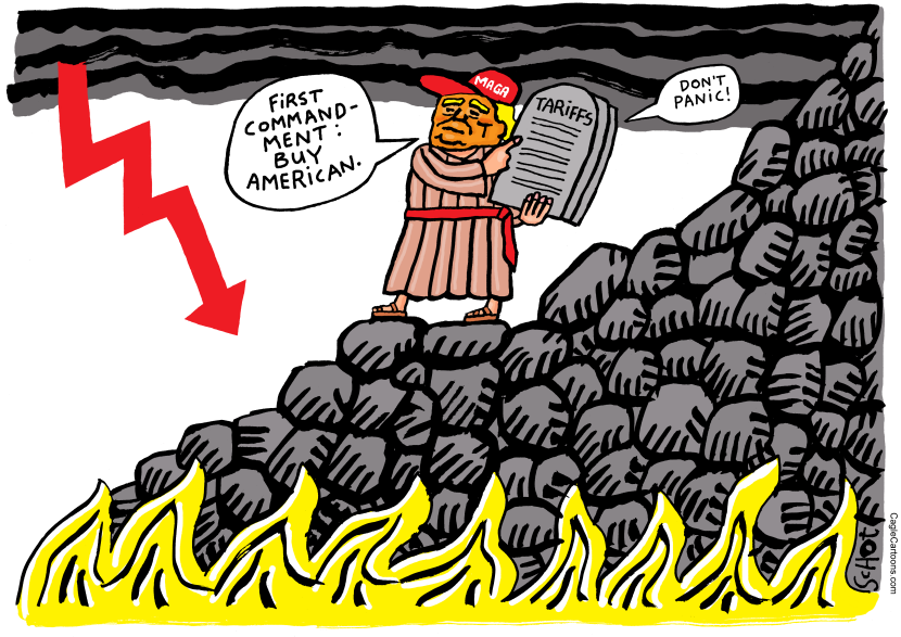 Trumps as Mozes with tariffs