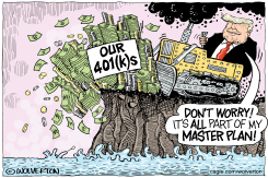 TRUMP BULLDOZES 401KS OFF CLIFF by Monte Wolverton