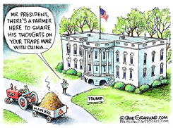 TRADE WAR HURTS FARMERS 2025 by Dave Granlund