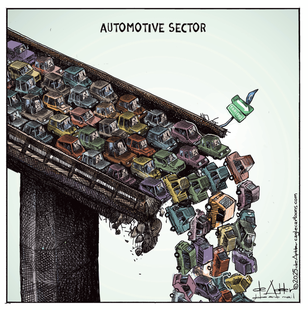 Cars go over cliff like lemmings