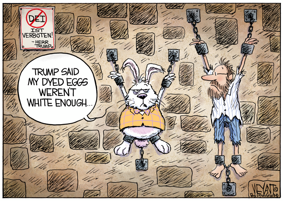 Trump Bans DEI, Chains Easter Bunny Over Egg Color