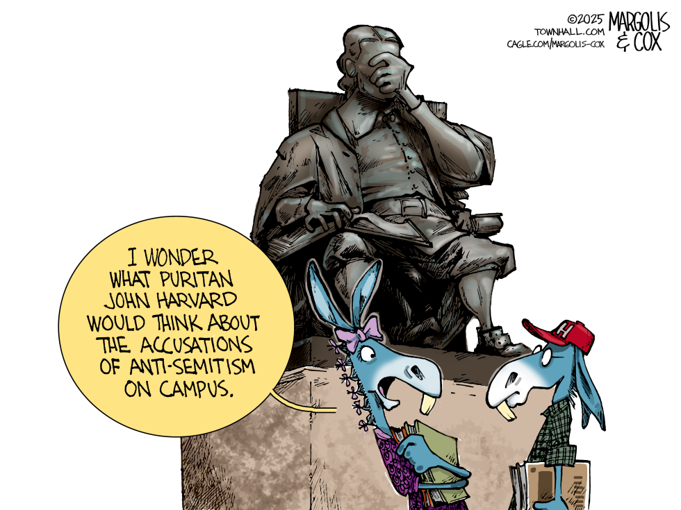 John Harvard Statue Questions Campus Antisemitism Accusations in New Cartoon