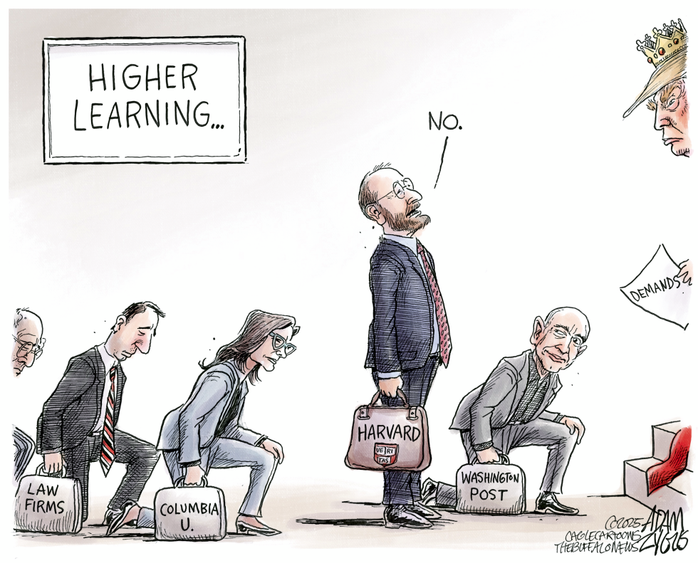 #3 HARVARD STANDING UP TO TRUMP by Adam Zyglis