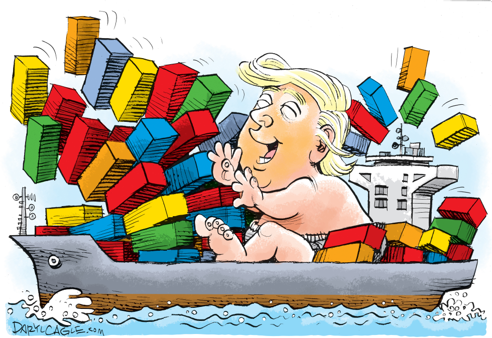  TRUMP PLAYS WITH HIS BIG BLOCKS by Daryl Cagle