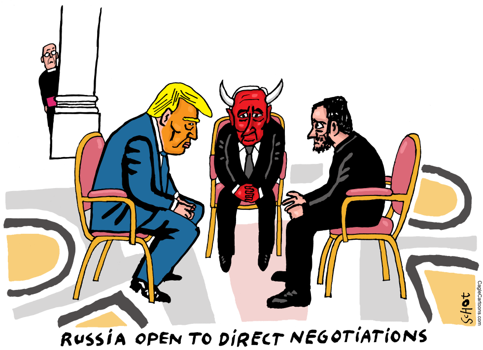 peace negotiation Trump with devil Putin / Ukraine