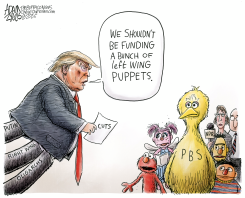 TRUMP CUTS TO PBS AND NPR by Adam Zyglis