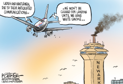WAITING TO LAND IN NEWARK by Jeff Koterba