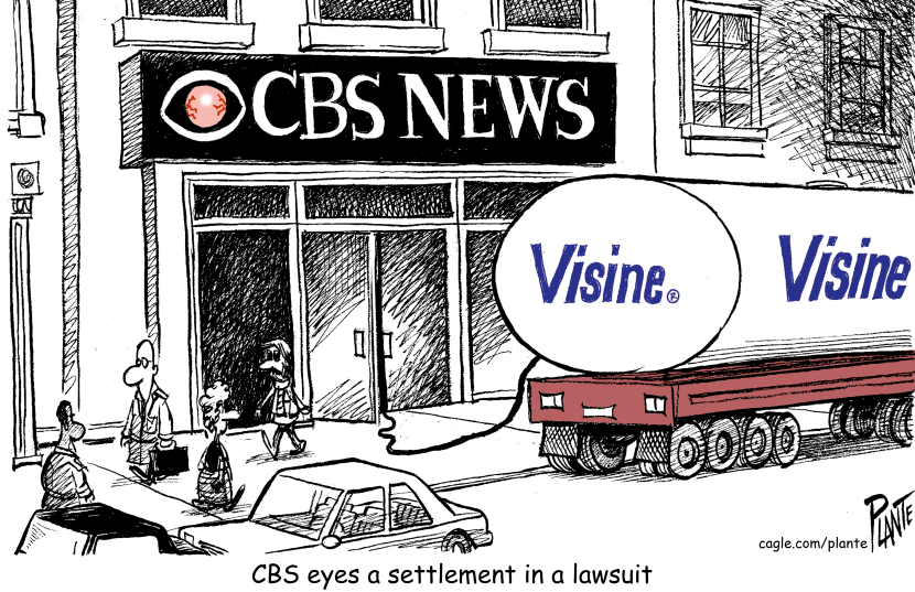CBS News weighs settlement as Visine truck pulls up