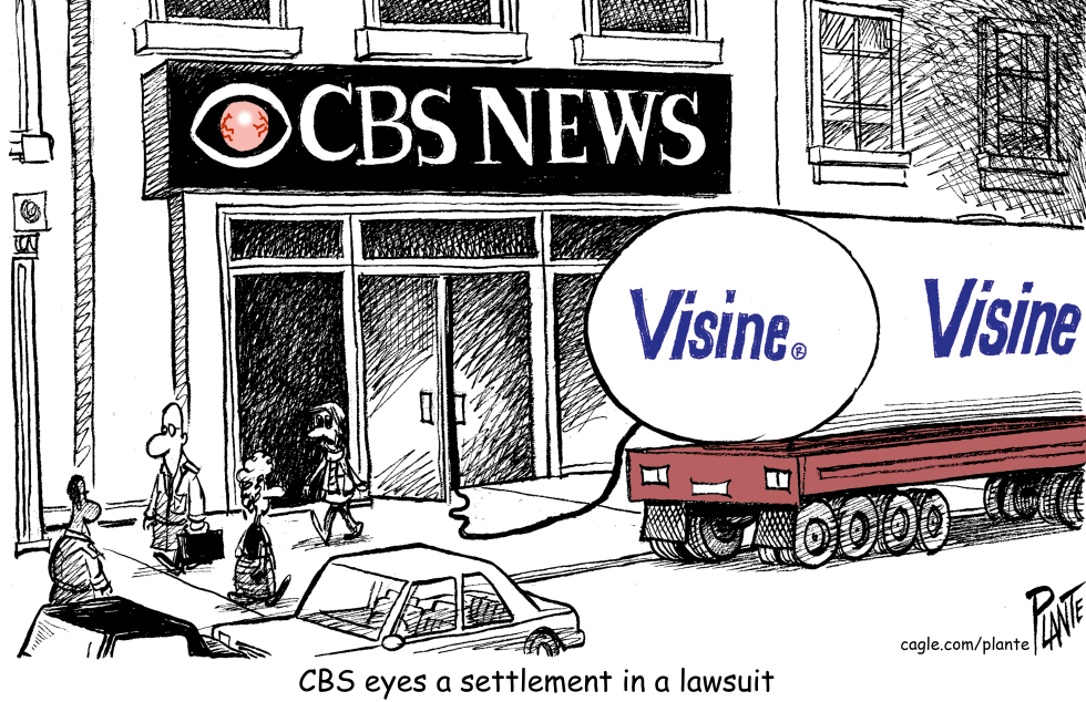 CBS News weighs settlement as Visine truck pulls up