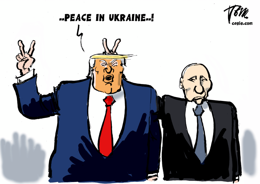 Trump and Putin peace sign