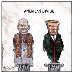 THE AMERICAN DIVIDE IS TRUMP AND THE POPE by Michael de Adder