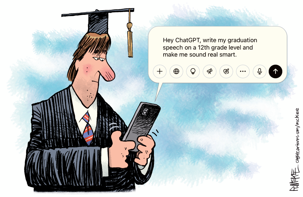 Graduate uses ChatGPT to craft a smart-sounding speech.