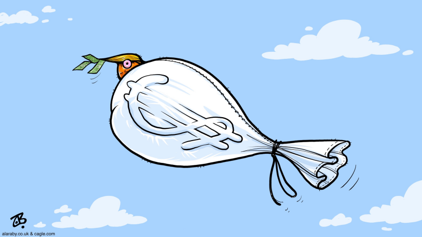 Trump Dove Peace Corruption Dollar Sack Bribe