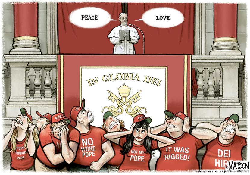 MAGA Republicans Cry Foul Over New 'Woke' Pope in Satirical Cartoon