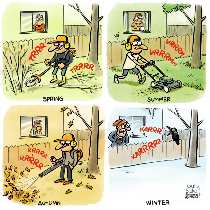 A neighbour always is making noise in his lawn