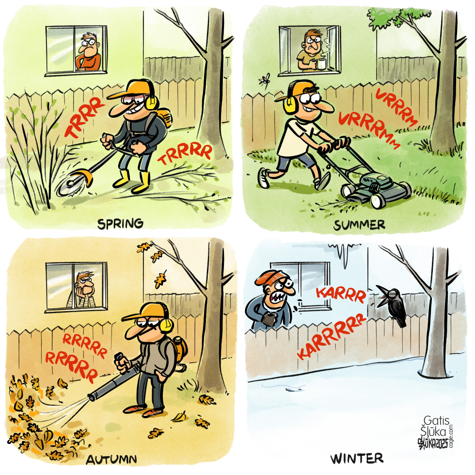 A neighbour always is making noise in his lawn