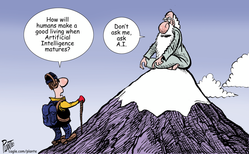A mountain climber asks a guru about AI