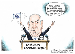 ISRAEL BOMBS LAST HOSPITAL IN GAZA by Dave Granlund