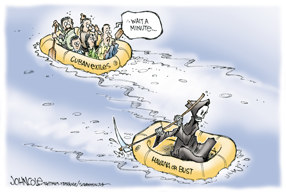 Castro and Cuban exiles -- color