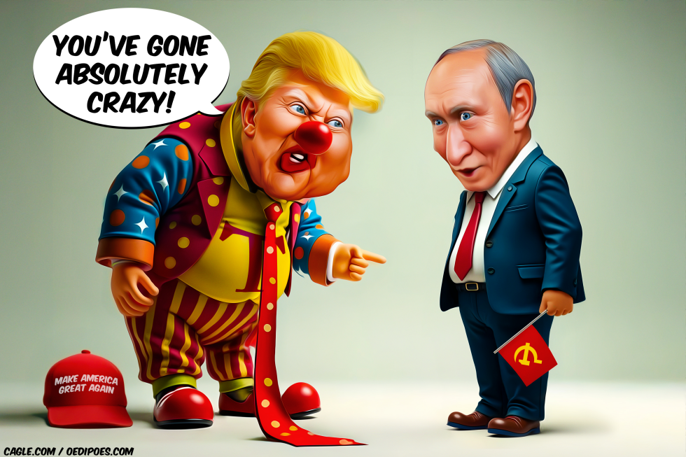 Trump the clown reprimanding putin