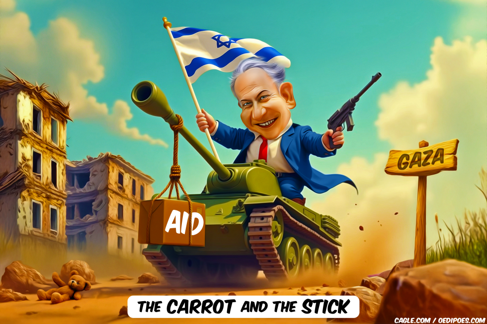 Netanyahu riding tank