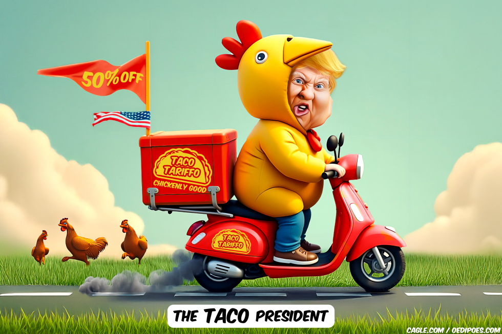 Trump delivering taco's on moped