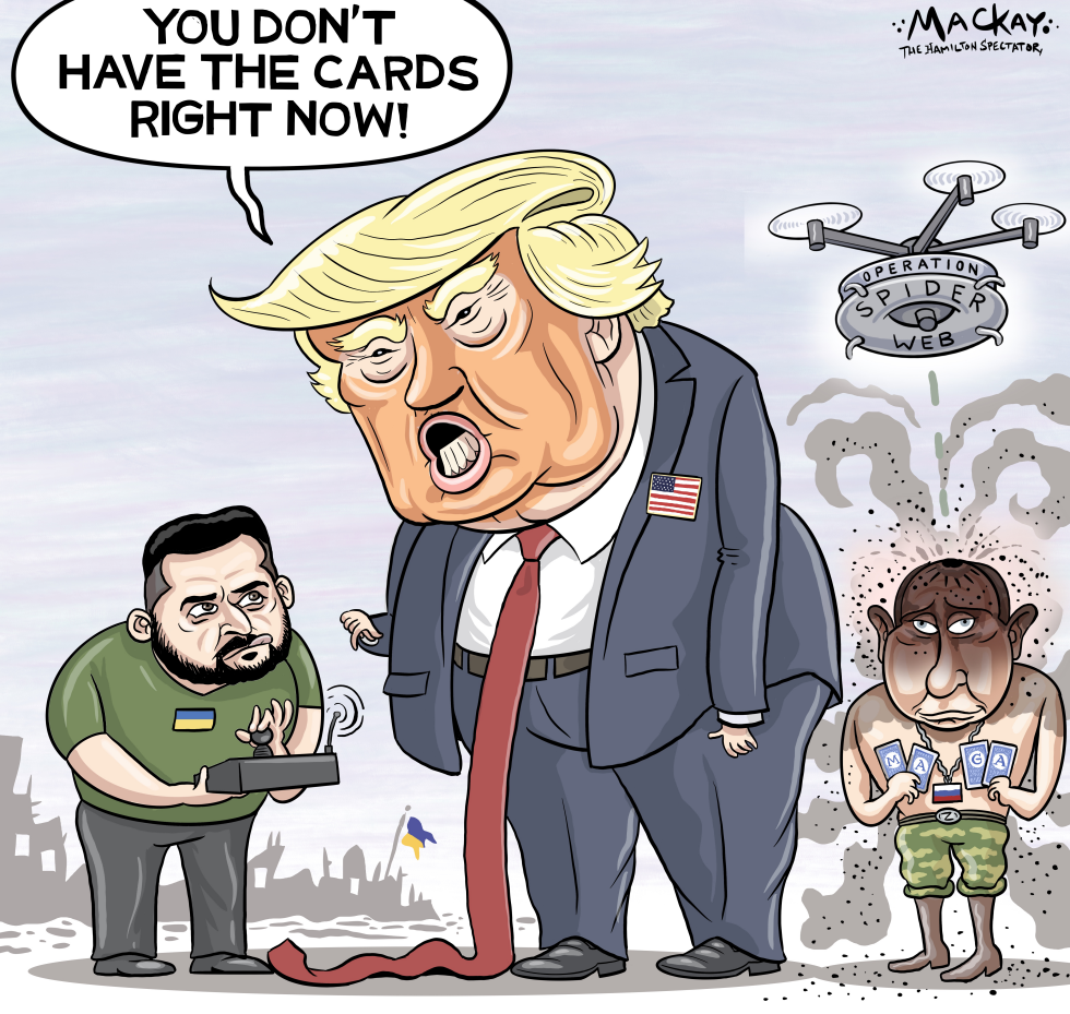 Zelenskyy holds the drone remote