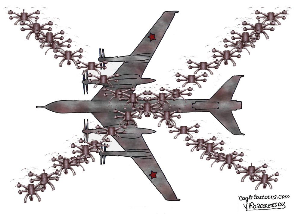 Ukrainian drones attack Russian airfields