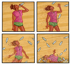  MICROPLASTICS IN NAME BRAND WATER BOTTLES by Peter Kuper