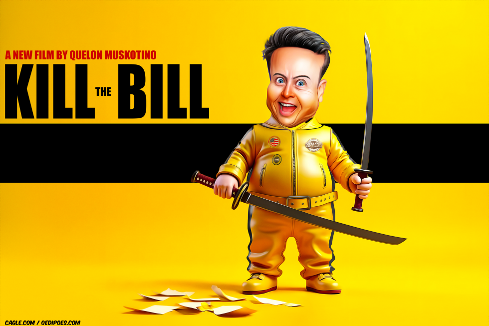 Elon Musk holding two samurai swords