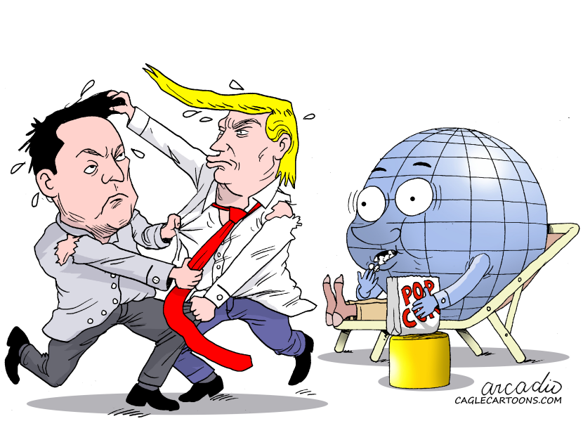 Trump vs. Musk and popcorn.