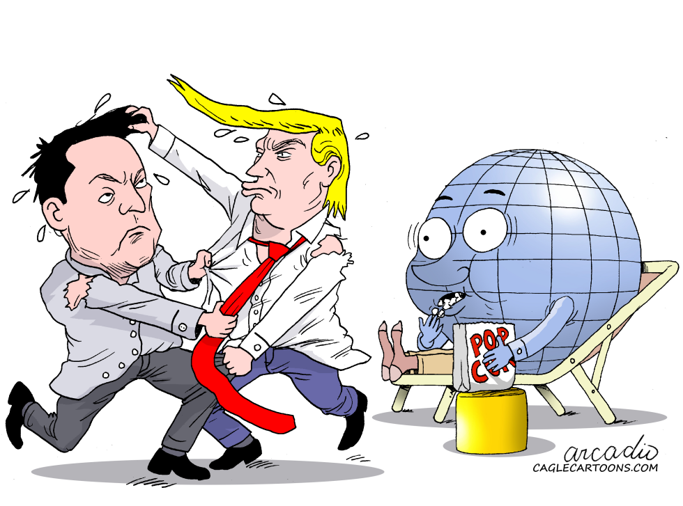 Trump vs. Musk and popcorn.