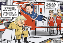 TRUMP AND MUSK ON THE STARSHIP ENTERPRISE  by Jeff Koterba
